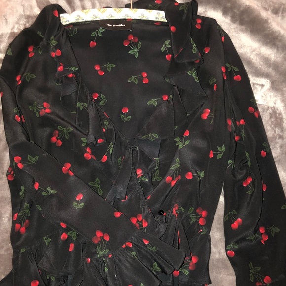 The Kooples Tops - The Kooples Silk Cherry Print Blouse size 3